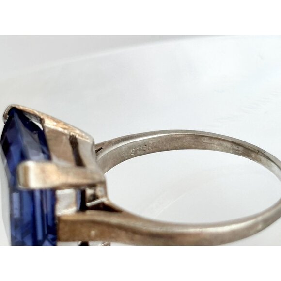 London Blue Topaz Princess Cut 925 Sterling Silver Vintage Ring - sz 6.5 - Picture 8 of 11